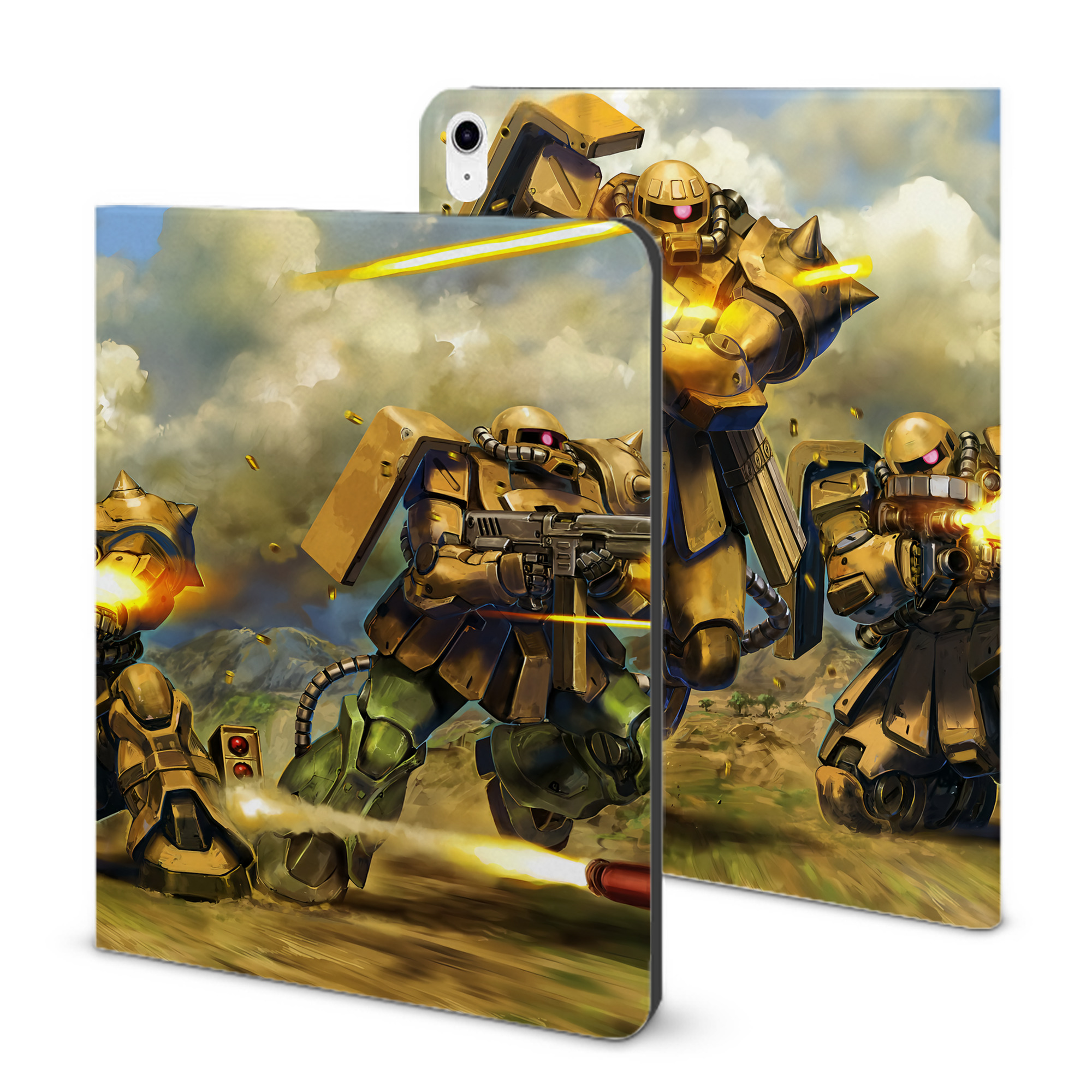（画像用） 機動戦士ガンダム Mobile Suit Gundam IPad ケース ブック型 PUレザー TPU 耐衝撃 軽量 薄型 ペン収納なし 全面保護 IPad 各モデル対応